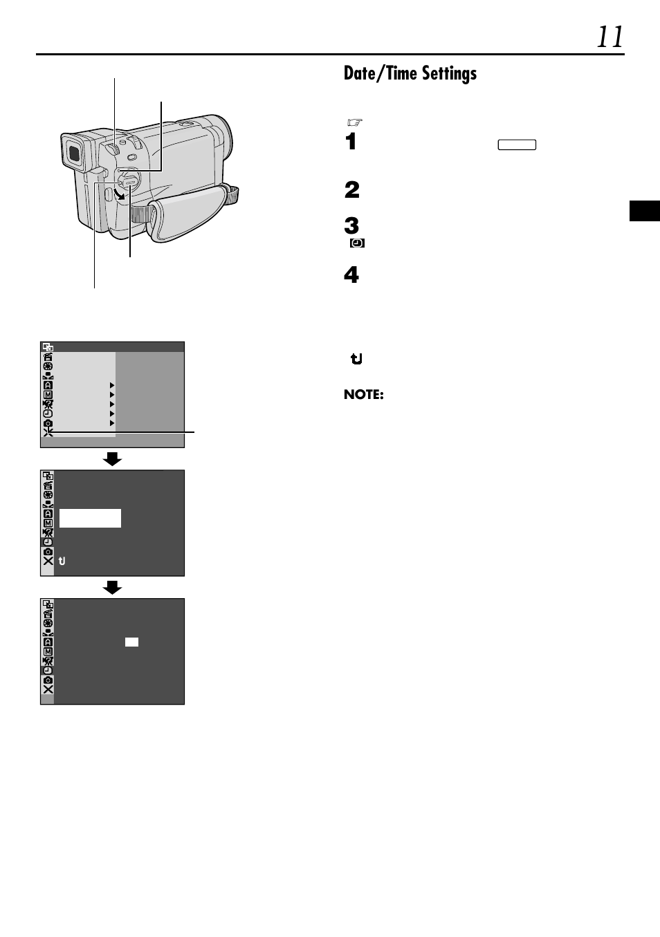 Date/time settings | JVC GR-DVL160 User Manual | Page 11 / 88