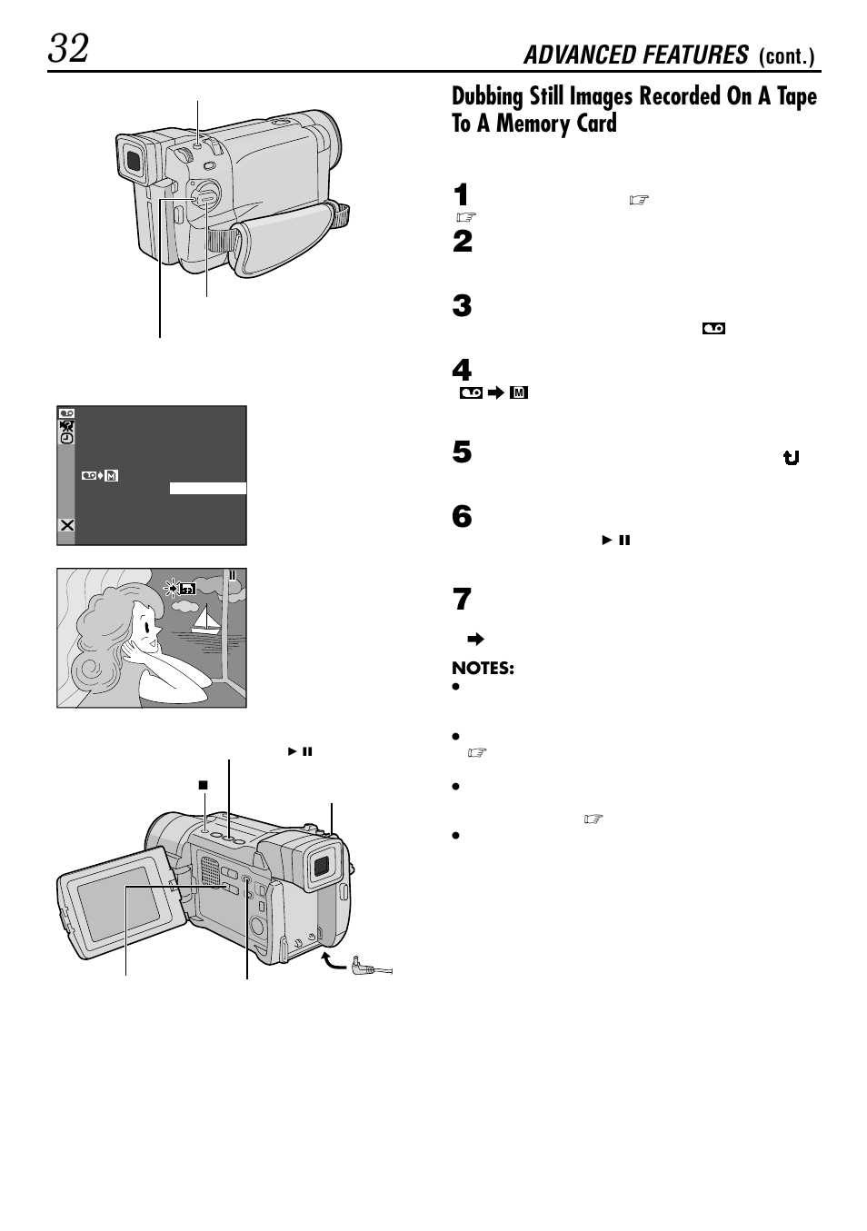 Advanced features, Cont.) | JVC GR-DVL160 User Manual | Page 32 / 88