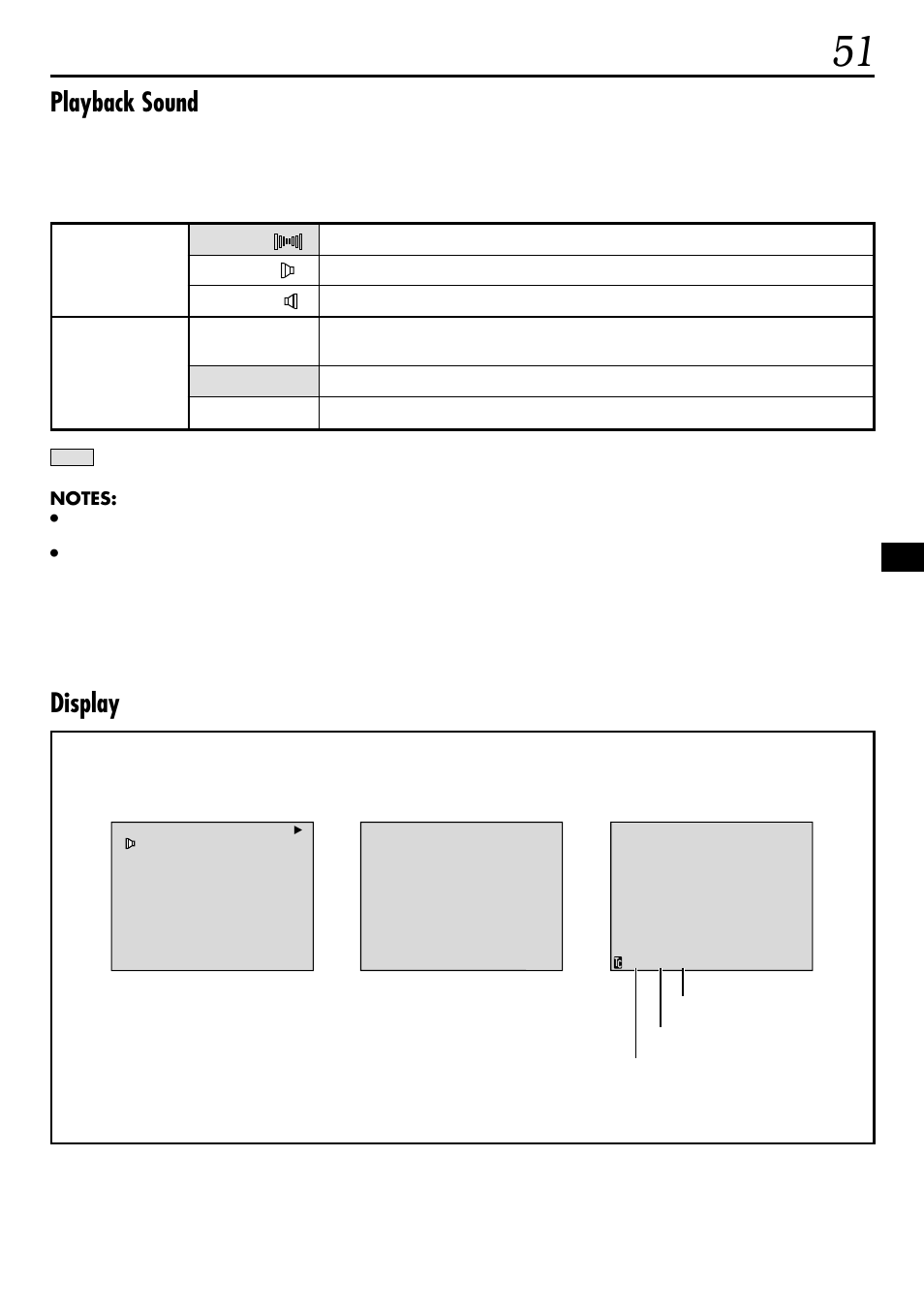 Playback sound, Display | JVC GR-DVL160 User Manual | Page 51 / 88