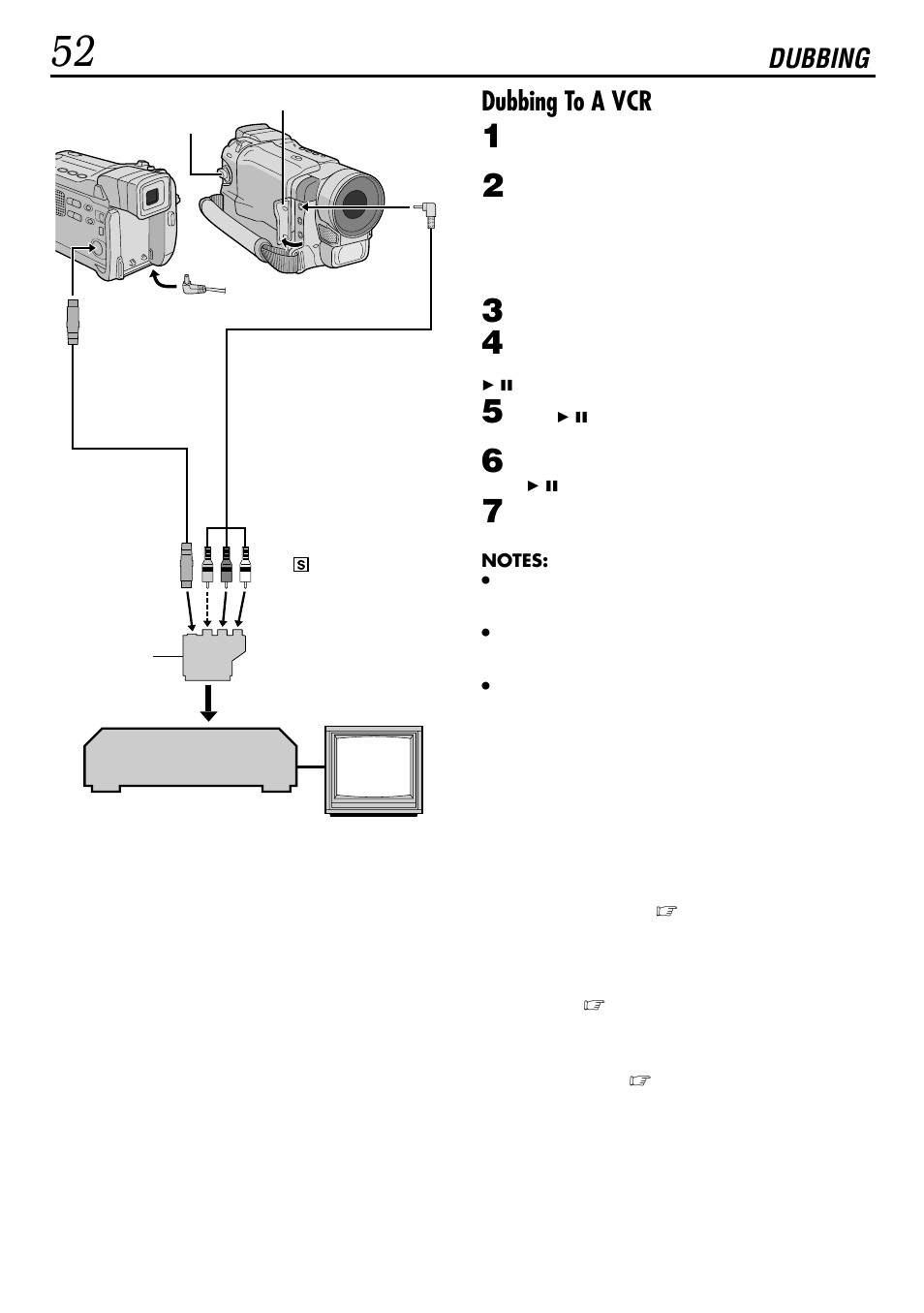 Dubbing dubbing to a vcr | JVC GR-DVL160 User Manual | Page 52 / 88