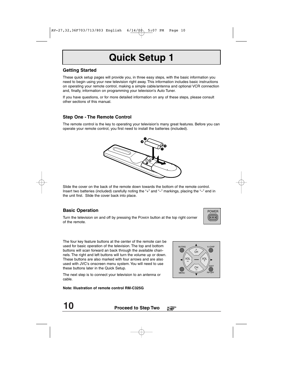 Quick setup, Quick setup 1 | JVC AV-27F803 User Manual | Page 10 / 56