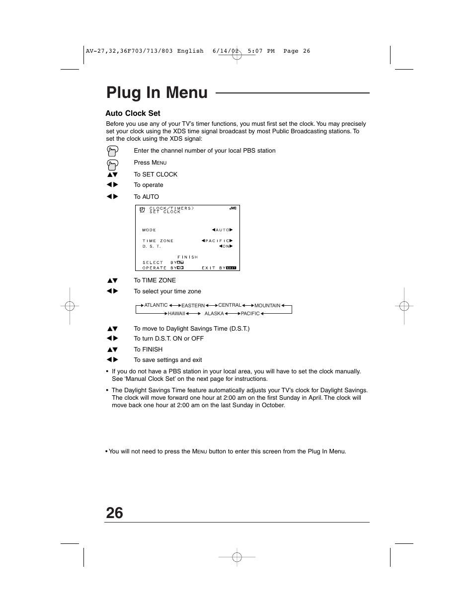 Plug in menu | JVC AV-27F803 User Manual | Page 26 / 56