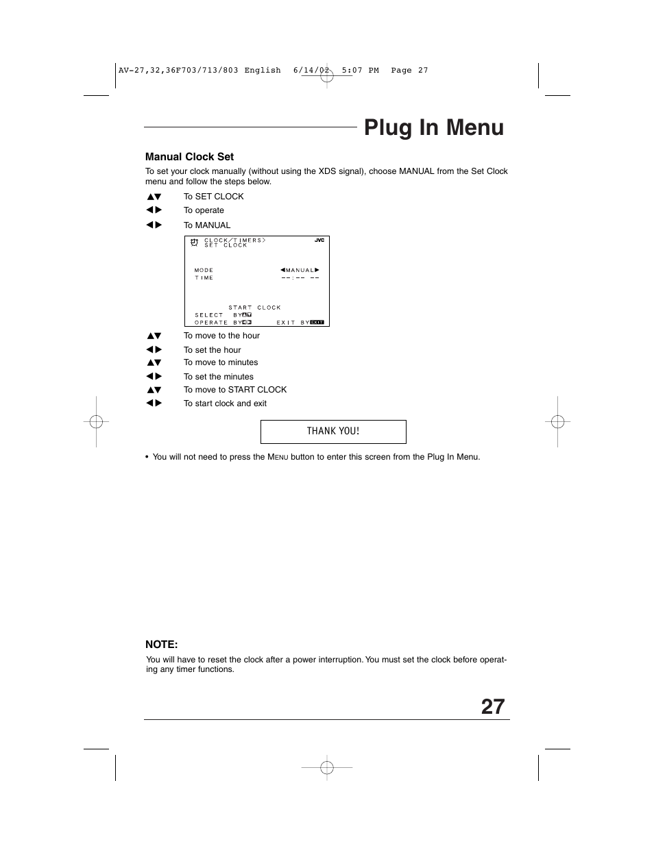 Plug in menu | JVC AV-27F803 User Manual | Page 27 / 56