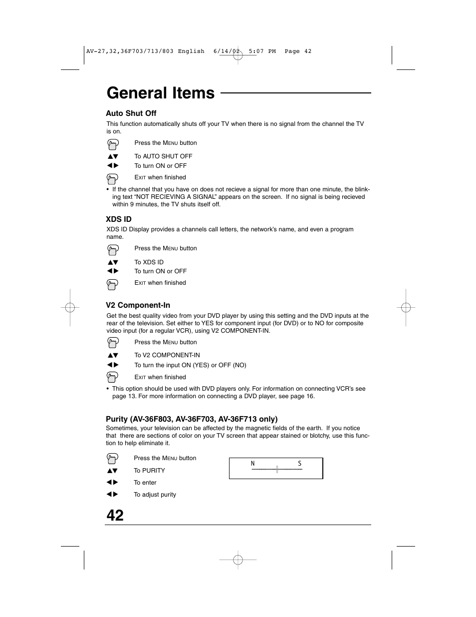 General items | JVC AV-27F803 User Manual | Page 42 / 56
