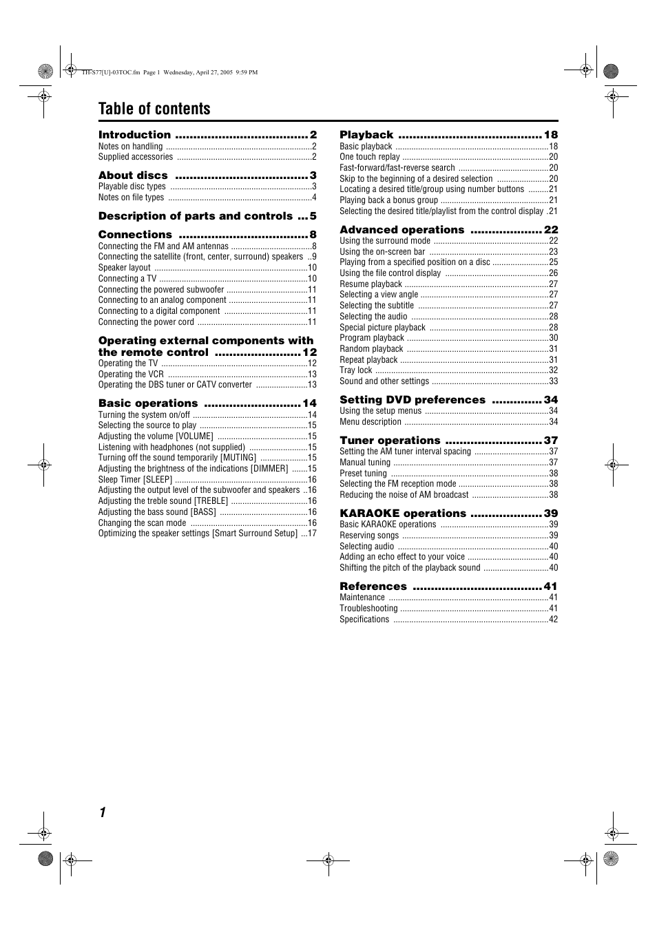 JVC SP-THS77C User Manual | Page 4 / 46