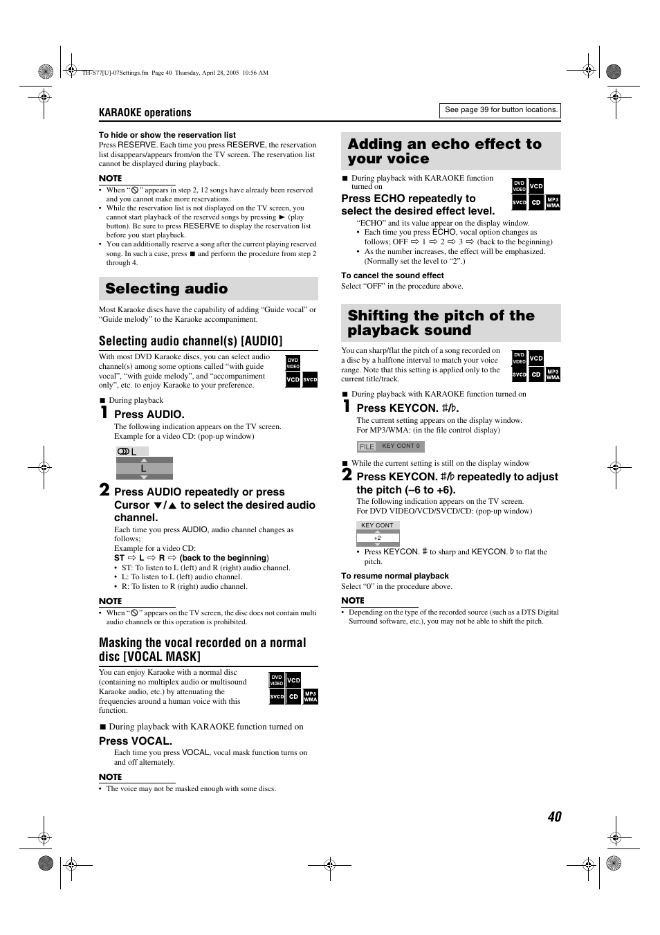 Selecting audio, Selecting audio channel(s) [audio | JVC SP-THS77C User Manual | Page 43 / 46