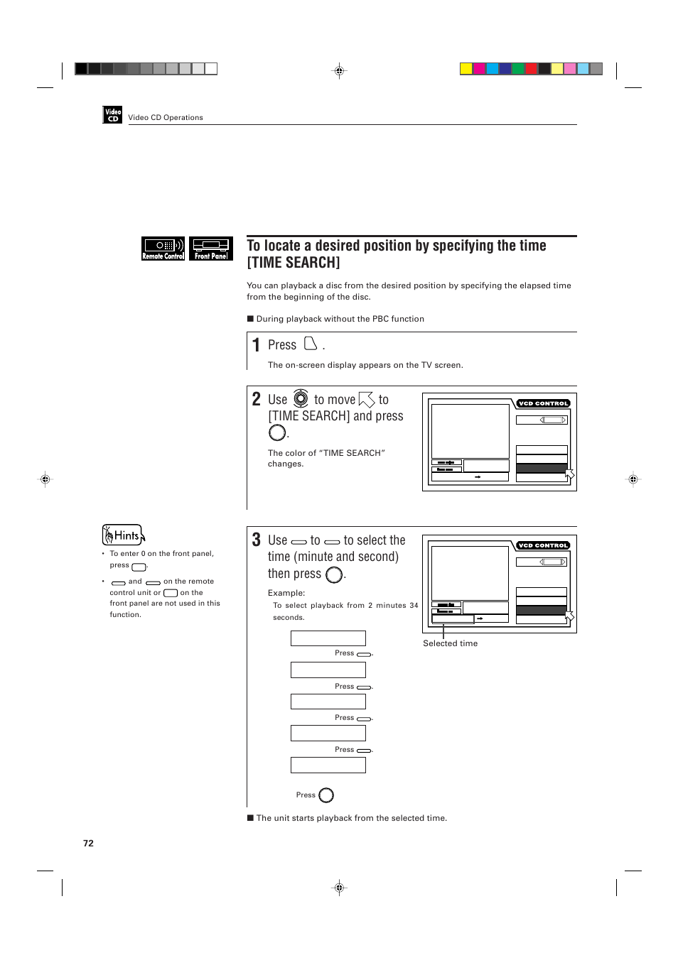 Press, Use to move to [time search] and press | JVC XV-K505GD User Manual | Page 76 / 109