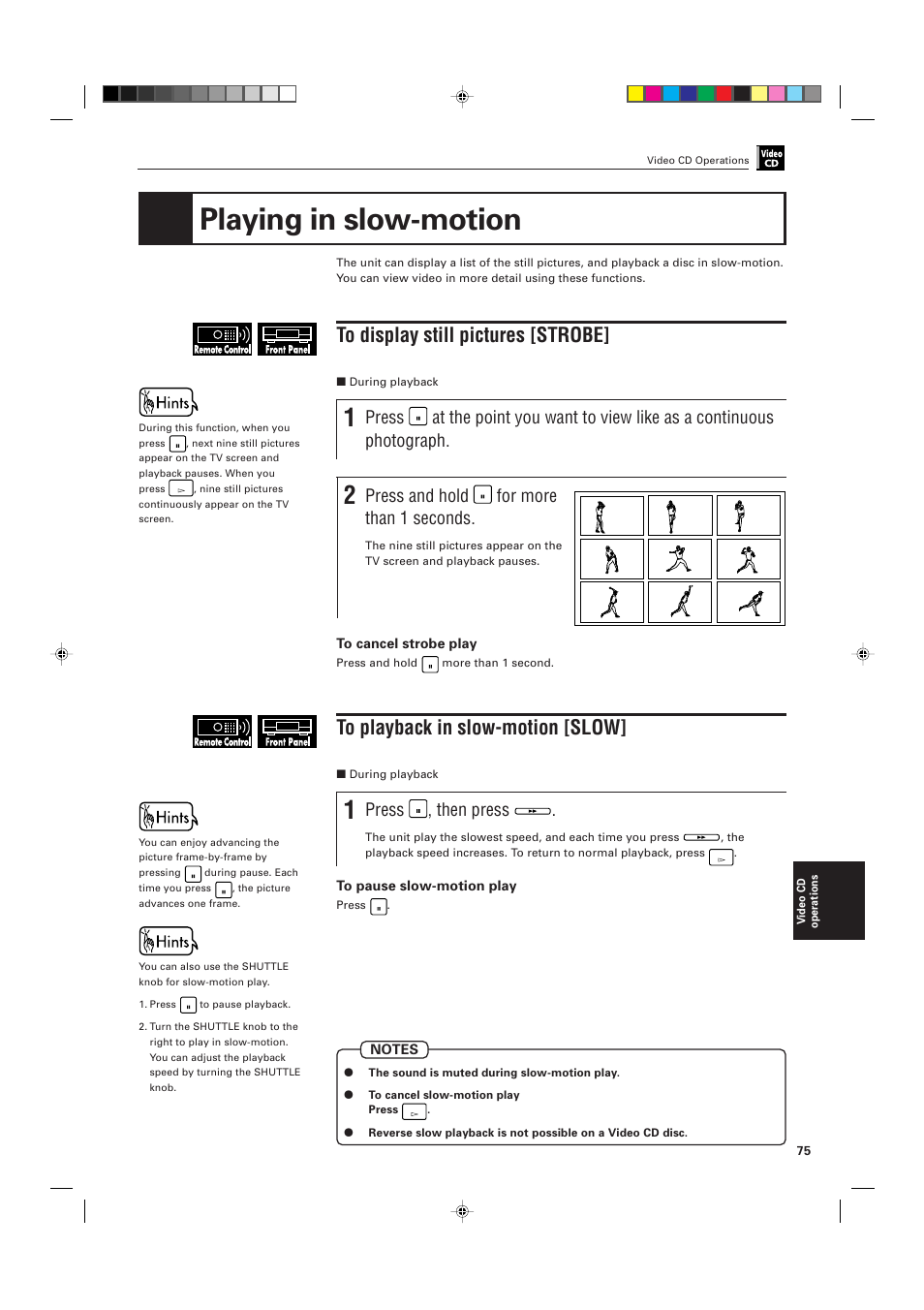 Playing in slow-motion, Press, Press and hold | For more than 1 seconds, Then press | JVC XV-K505GD User Manual | Page 79 / 109