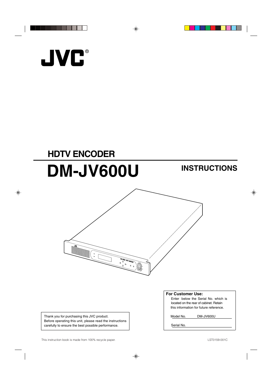 JVC HDTV Encoder DM-JV600U User Manual | 28 pages