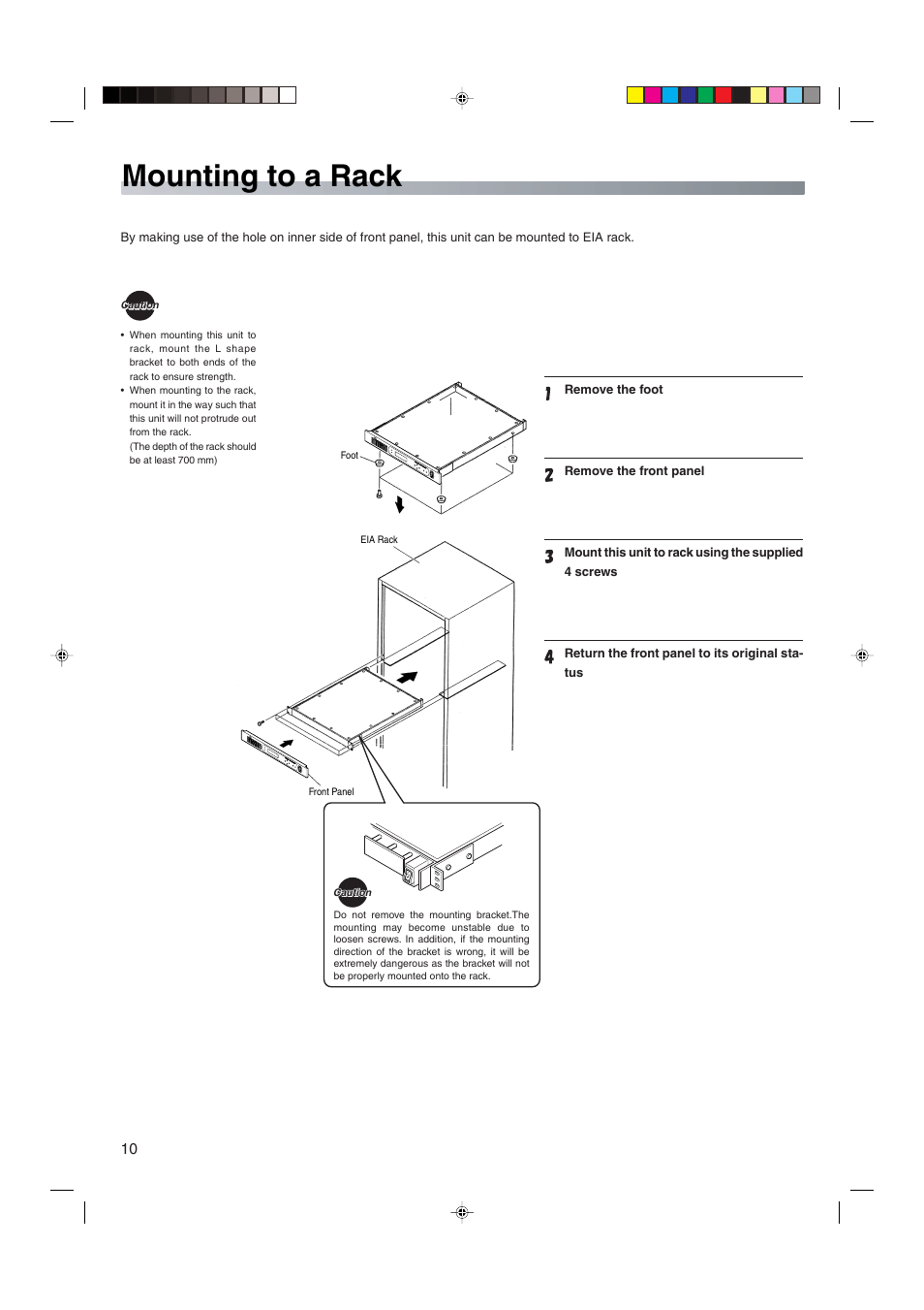 Mounting to a rack | JVC HDTV Encoder DM-JV600U User Manual | Page 10 / 28