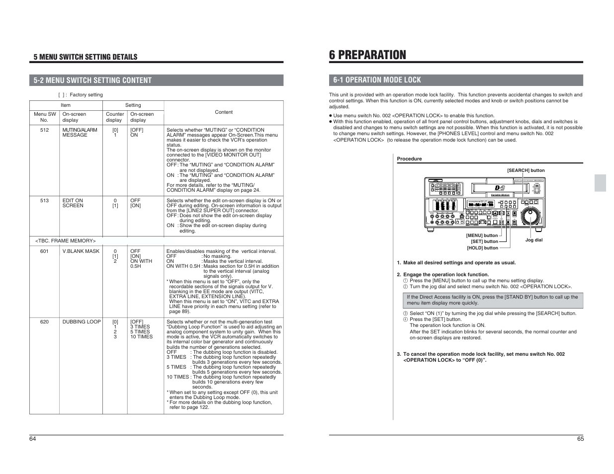 6 preparation, 1 operation mode lock | JVC BR-D95U User Manual | Page 33 / 76