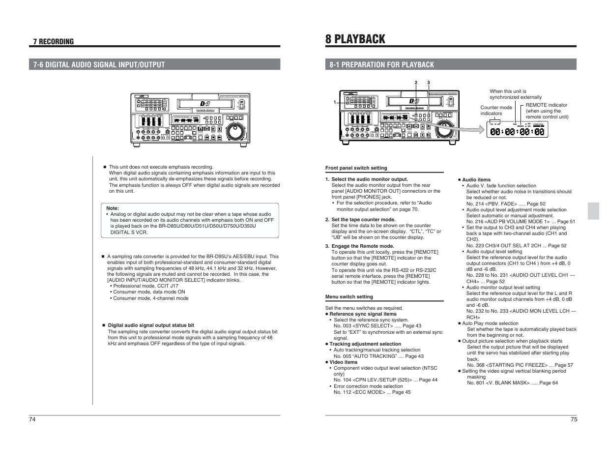 6 digital audio signal input/ output, 8 playback, 1 preparation for playback | JVC BR-D95U User Manual | Page 38 / 76