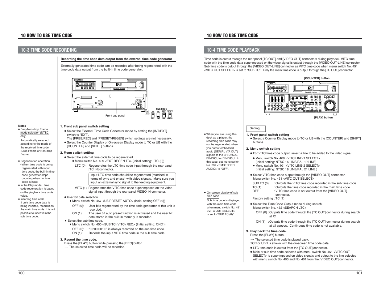 4 time code playback | JVC BR-D95U User Manual | Page 51 / 76