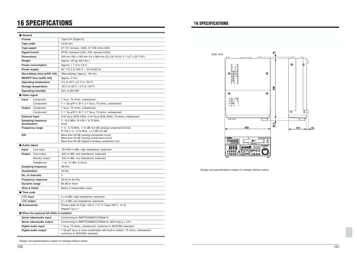 16 specifications | JVC BR-D95U User Manual | Page 76 / 76