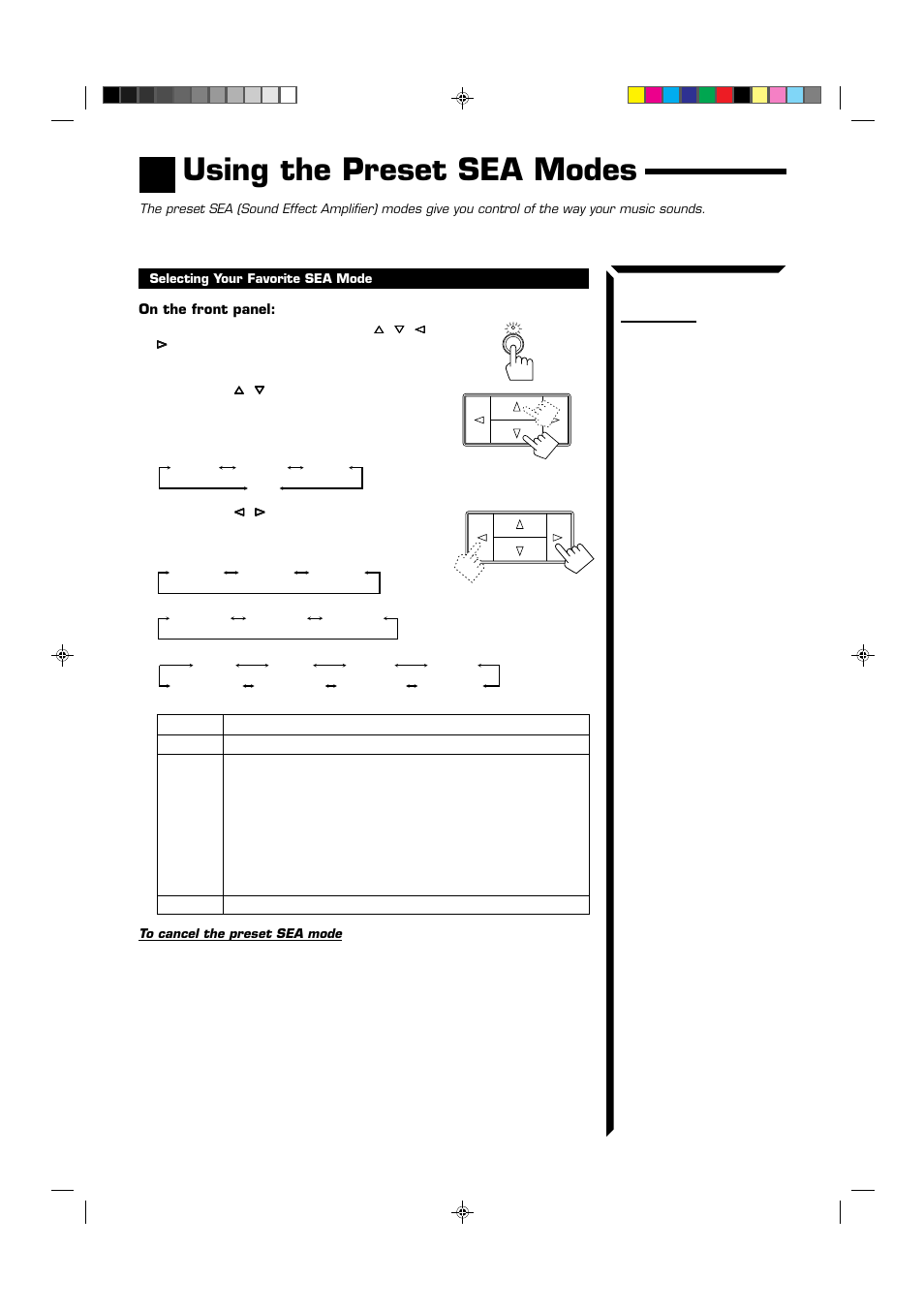 Using the preset sea modes | JVC RX-664VBK User Manual | Page 27 / 56