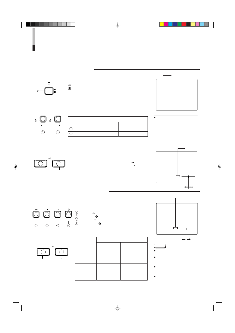 How to handle basic operations, Basic operation picture adjustment, Press the power switch to turn on the power | Press the input select button to choose input, Adjust with the volume/select buttons | JVC TM-A130SU User Manual | Page 6 / 16