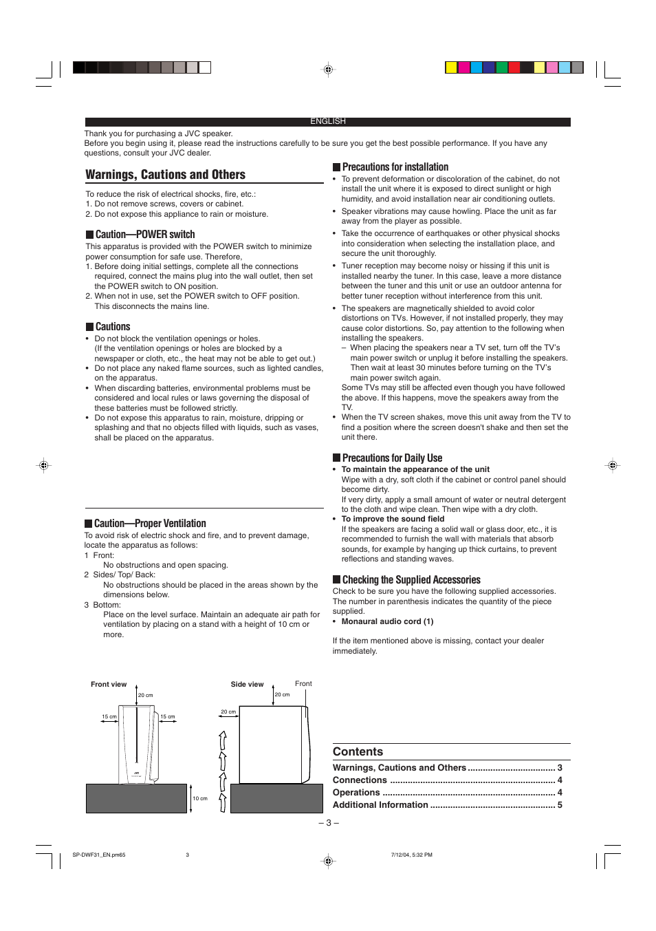 JVC SP-DWF31 User Manual | Page 3 / 6