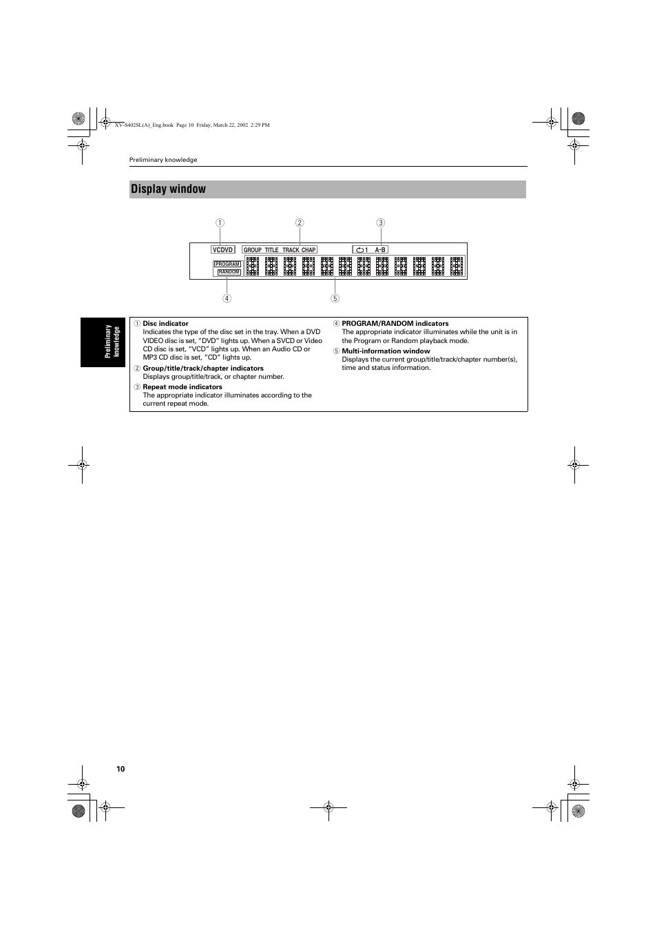 Display window | JVC GNT0013-014A User Manual | Page 12 / 60