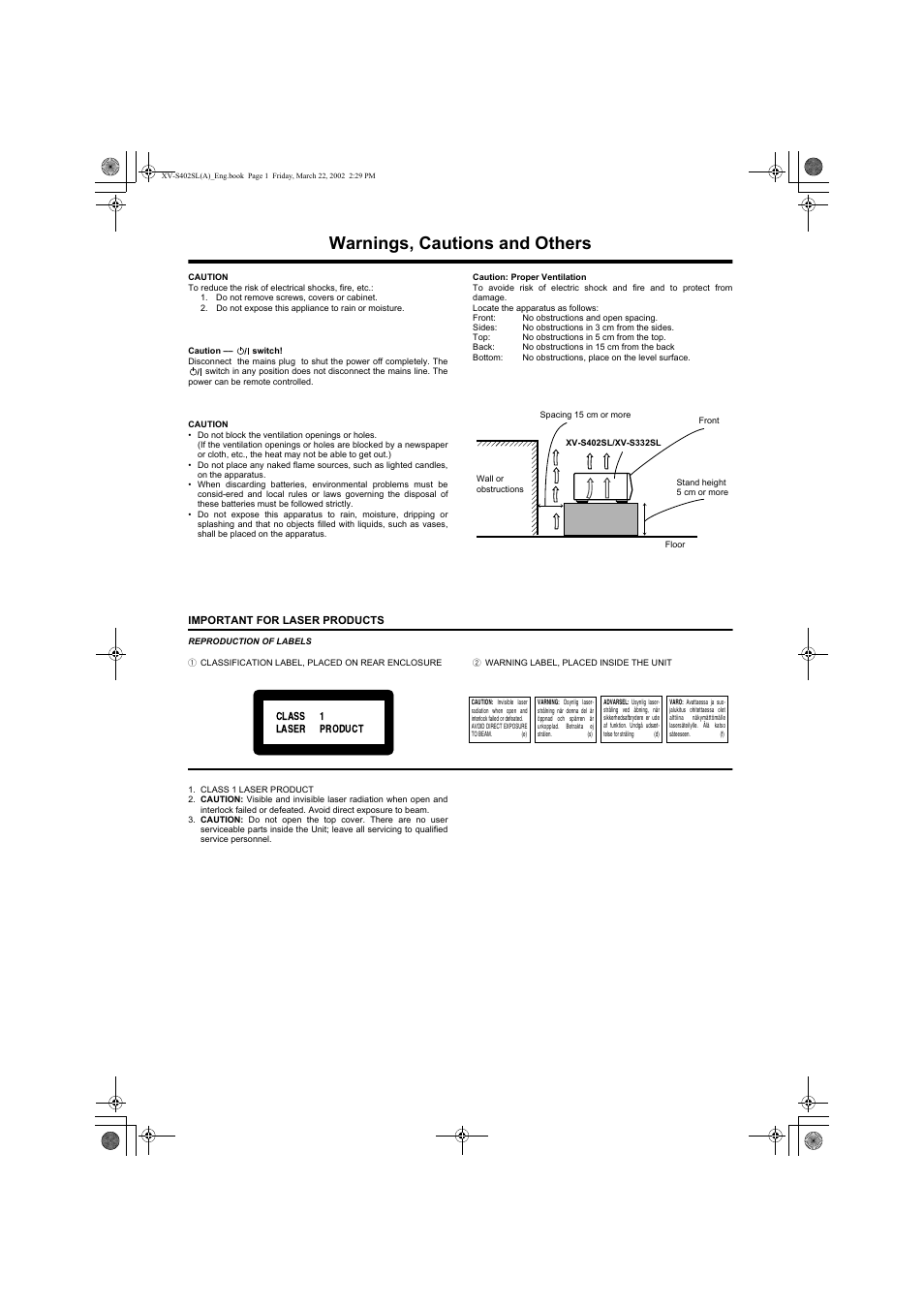 Warning, Warnings, cautions and others | JVC GNT0013-014A User Manual | Page 2 / 60