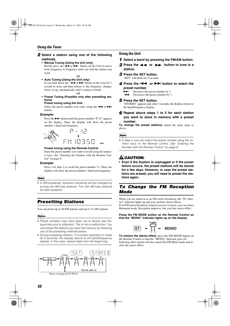 Presetting stations | JVC CA-MXKA3 User Manual | Page 12 / 29