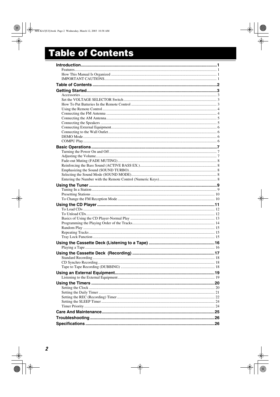 JVC CA-MXKA3 User Manual | Page 4 / 29