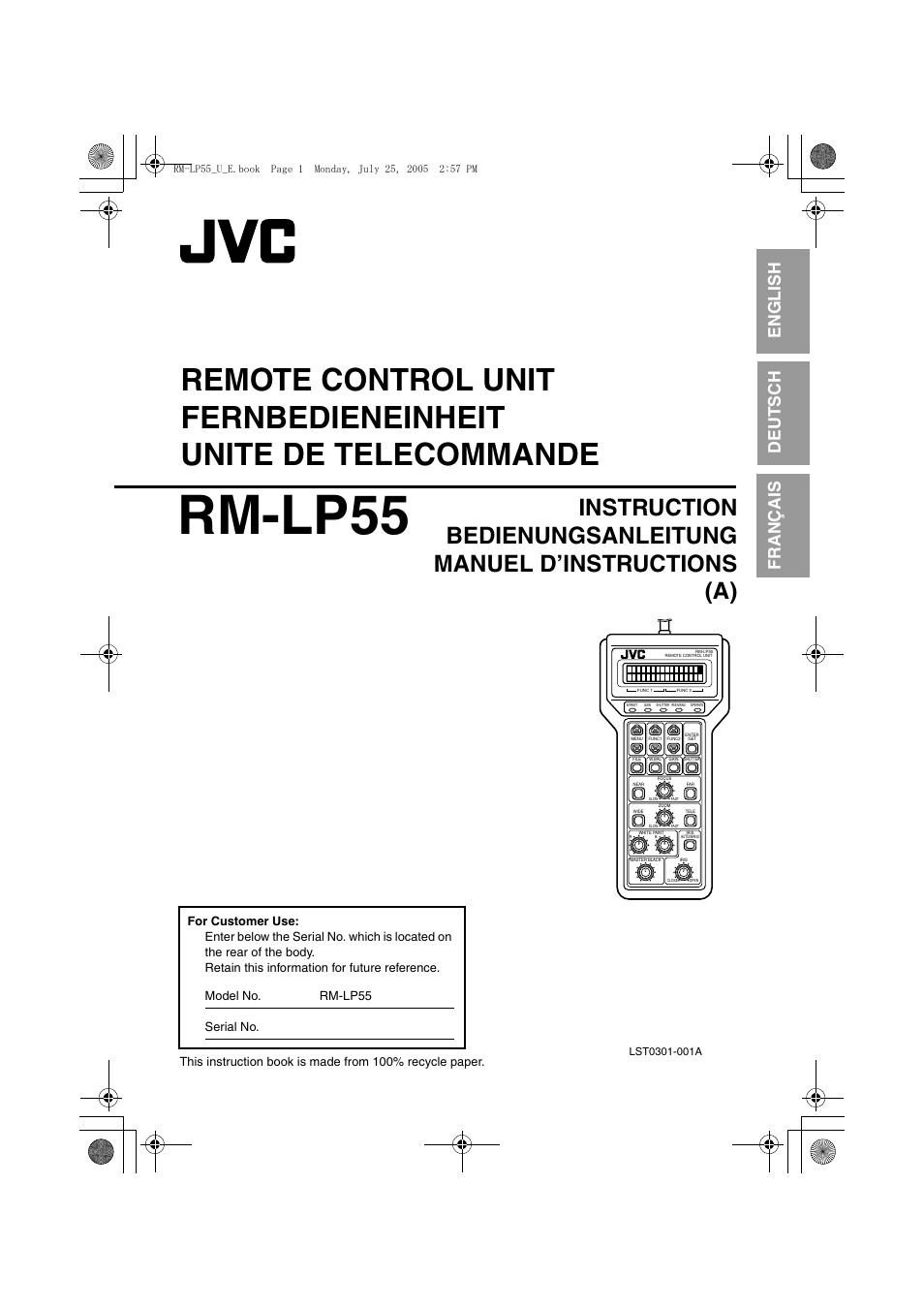 JVC RK-LP55U User Manual | 62 pages