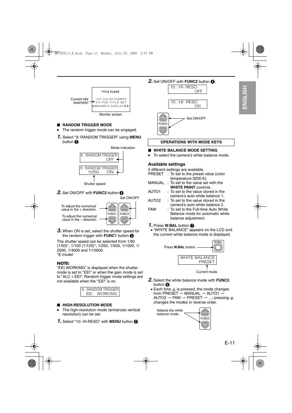 Operations with mode keys, It aliano esp añol français deutsch english | JVC RK-LP55U User Manual | Page 11 / 62