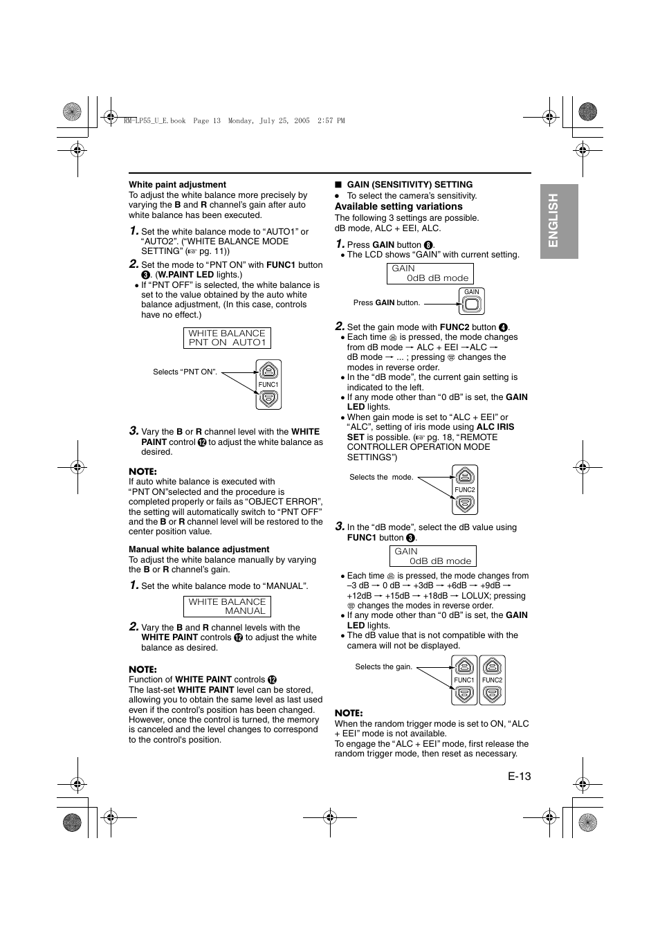 Again (sensitivity) settingb (a pg. 13), It aliano esp añol français deutsch english | JVC RK-LP55U User Manual | Page 13 / 62