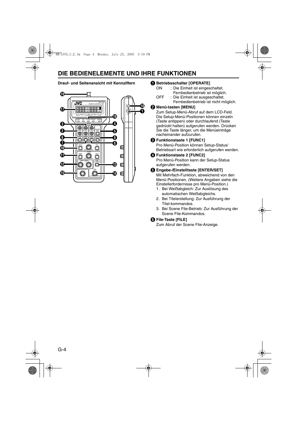 Die bedienelemente und ihre funktionen | JVC RK-LP55U User Manual | Page 24 / 62