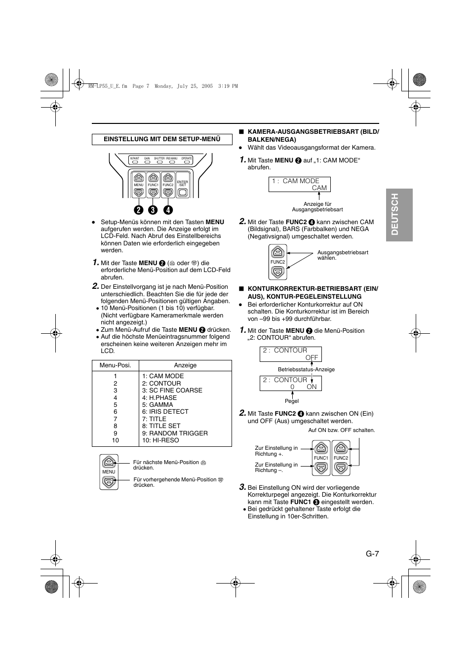 Einstellung mit dem setup-menu, Einstellung mit dem setup-menü, Bd c | It aliano esp añol français deutsch english | JVC RK-LP55U User Manual | Page 27 / 62