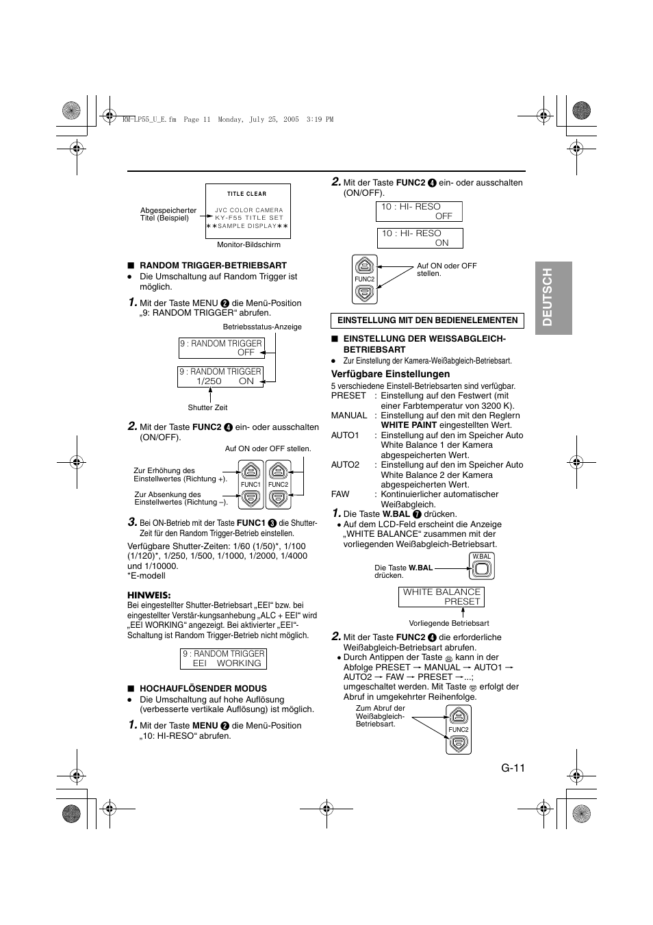 Einstellung mit den bedienelementen, It aliano esp añol français deutsch english | JVC RK-LP55U User Manual | Page 31 / 62
