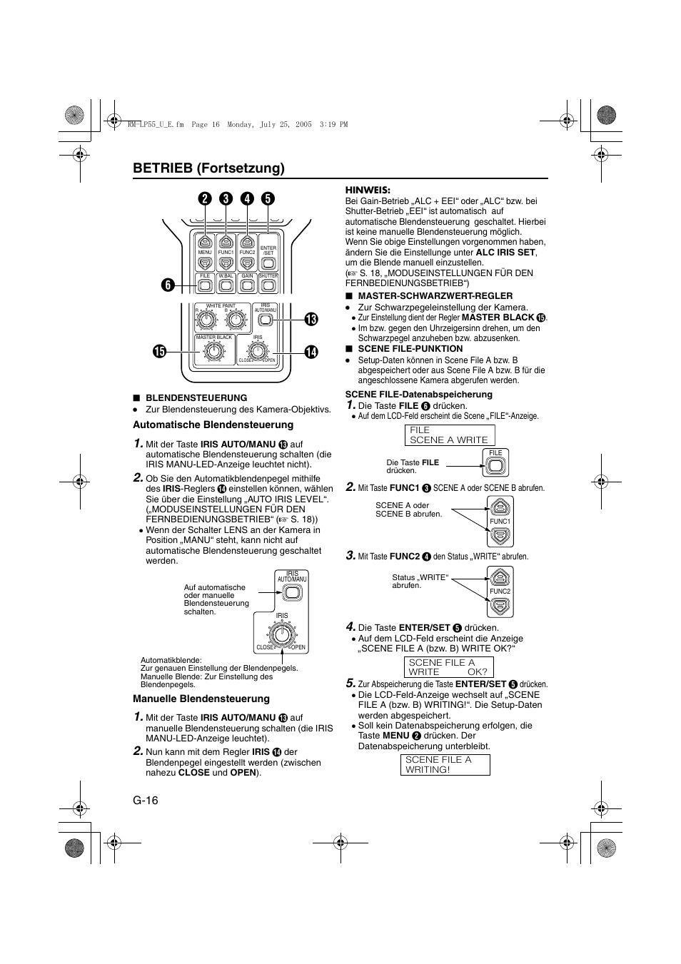 Betrieb (fortsetzung), Eb c d f, Mn o | G-16 | JVC RK-LP55U User Manual | Page 36 / 62