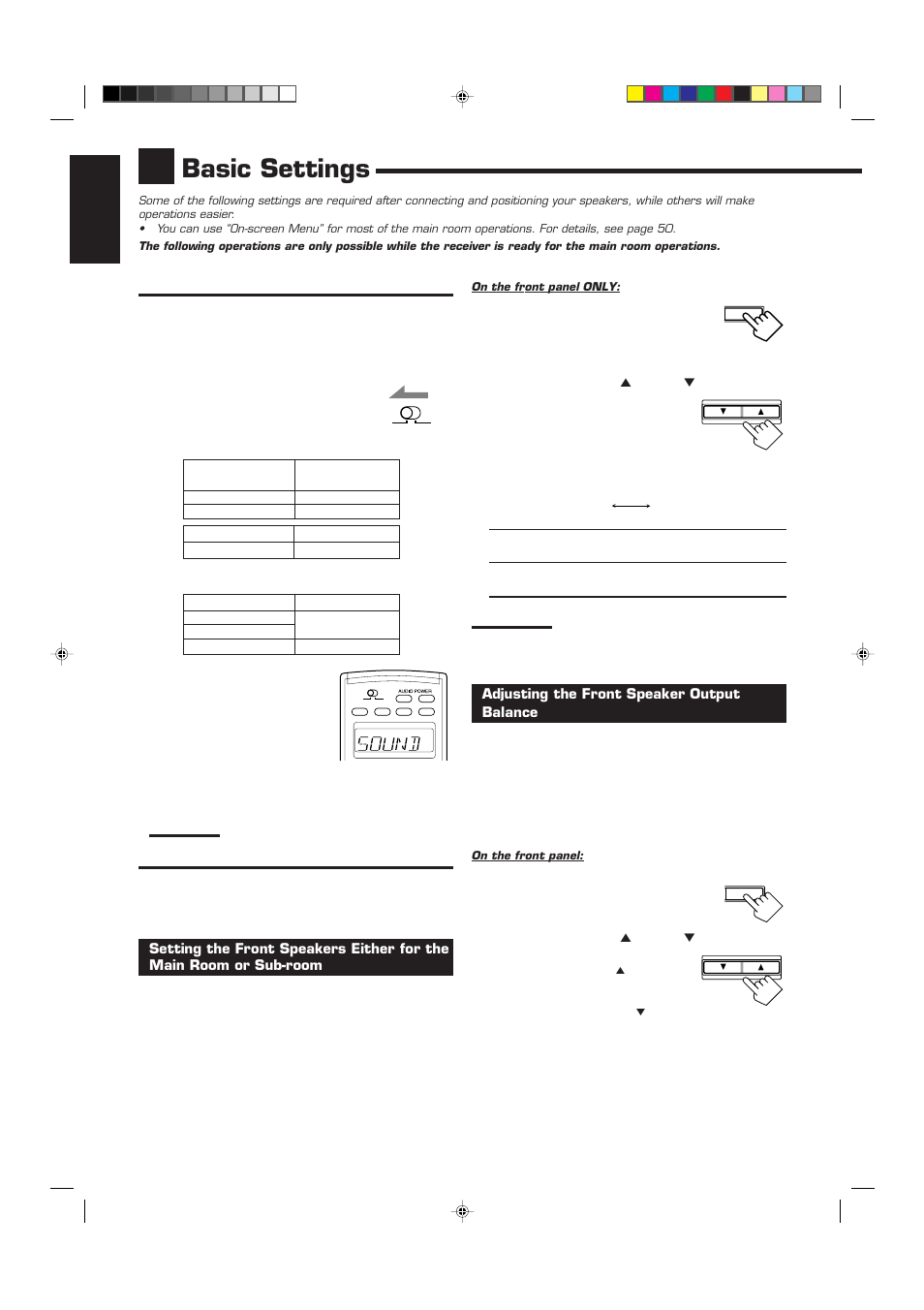 Basic settings, English, Adjusting the front speaker output balance | JVC RX-9010VBK User Manual | Page 30 / 78