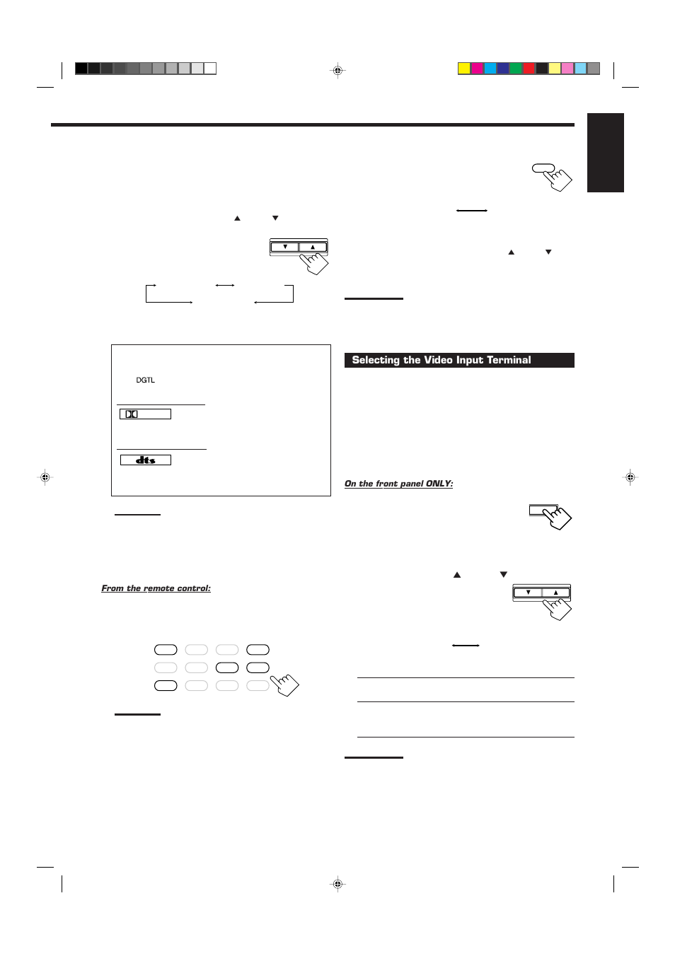 English, Selecting the video input terminal | JVC RX-9010VBK User Manual | Page 35 / 78