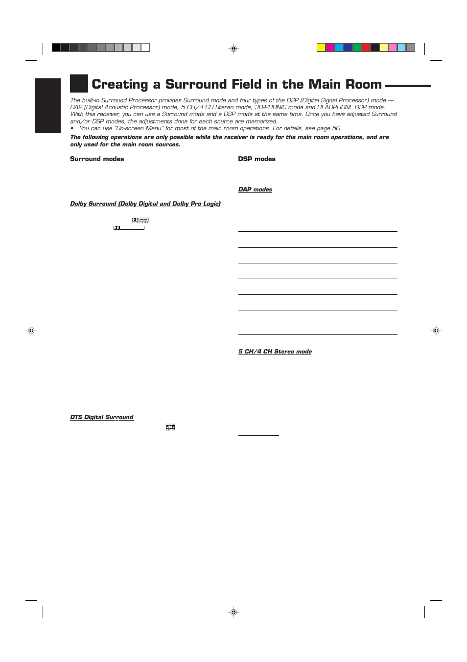 Creating a surround field in the main room, English | JVC RX-9010VBK User Manual | Page 40 / 78