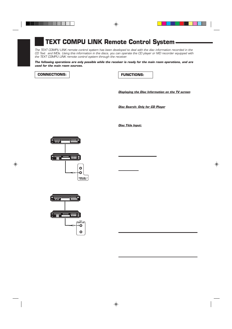 Text compu link remote control system, English | JVC RX-9010VBK User Manual | Page 60 / 78