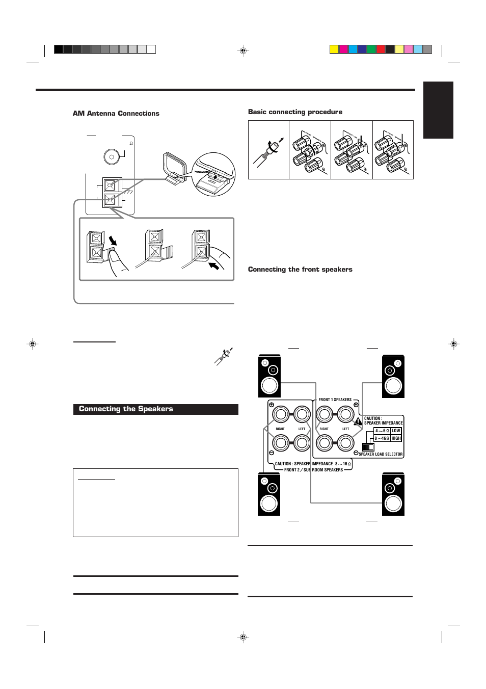 English, Connecting the speakers | JVC RX-9010VBK User Manual | Page 9 / 78