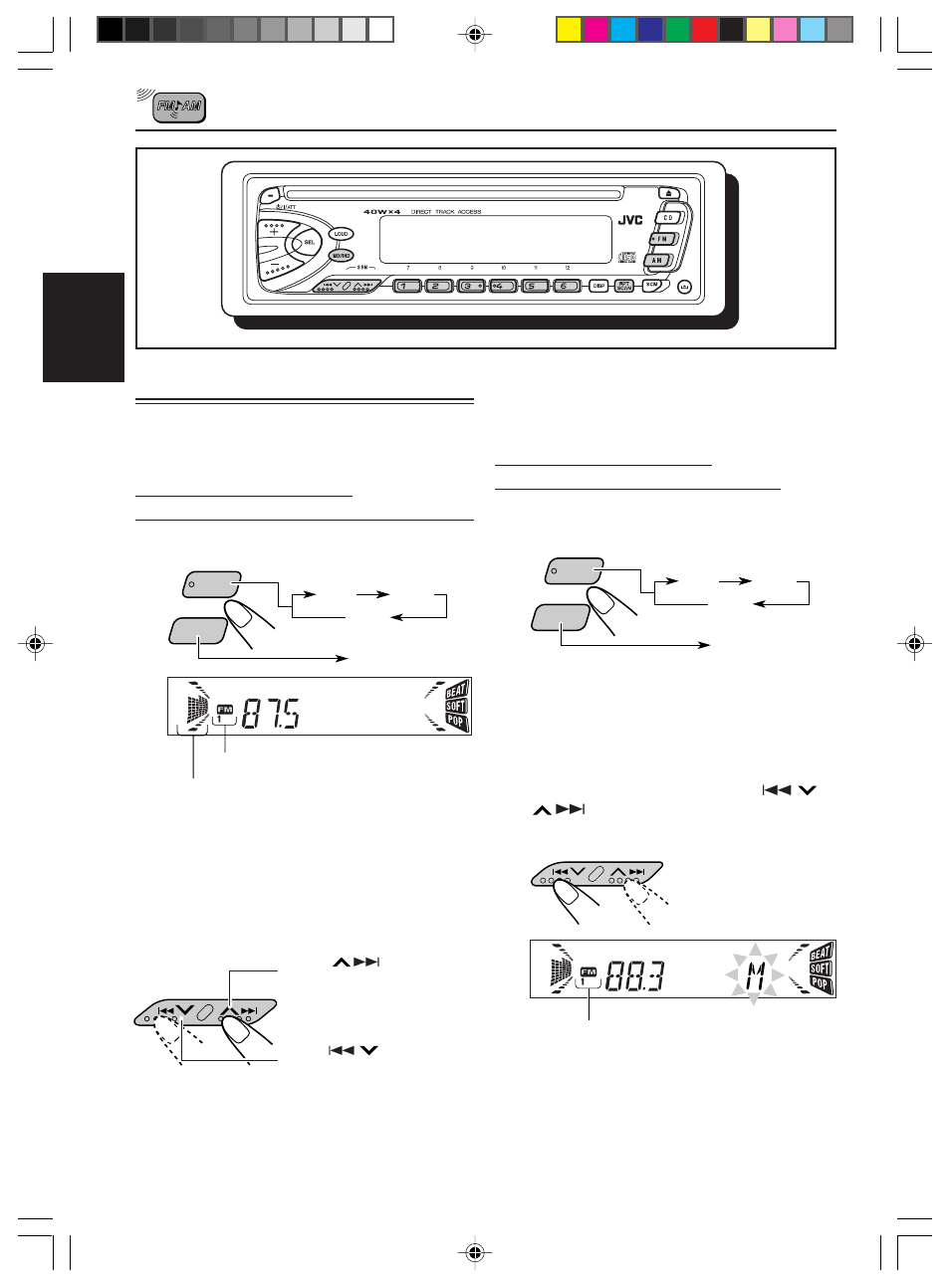 Operacion basicas de la radio, Para escuchar la radio | JVC KD-S576 User Manual | Page 29 / 66