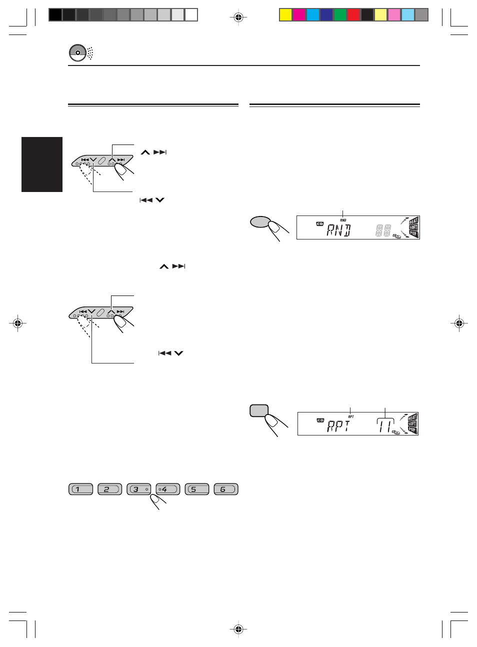 Como seleccionar los modos de reproduccion del cd, Cómo seleccionar los modos de reproducción del cd, Esp añol | JVC KD-S576 User Manual | Page 33 / 66