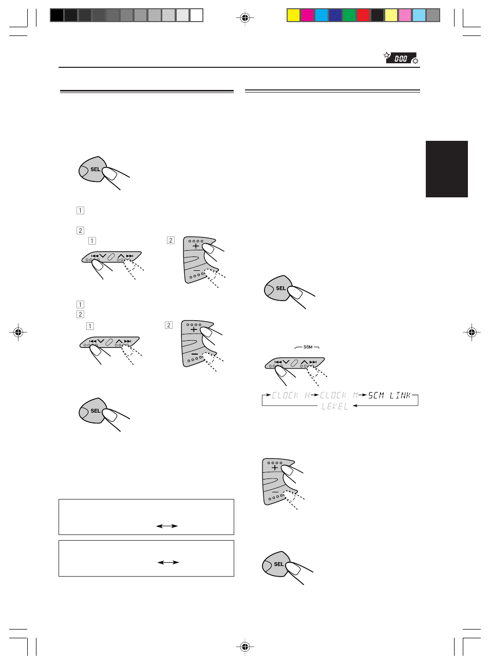 Otras funciones principales, Ajuste del reloj, Cancelacion del scm avanzado | Ajuste del reloj 1, Cancelación del scm avanzado | JVC KD-S576 User Manual | Page 38 / 66