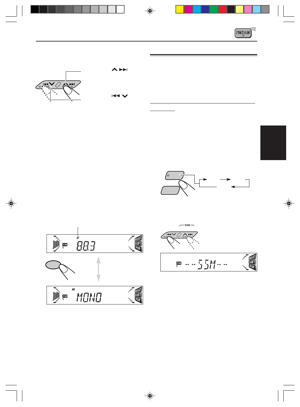 Memorisation des stations, Mémorisation des stations, Présélection automatique des stations fm: ssm | JVC KD-S576 User Manual | Page 52 / 66