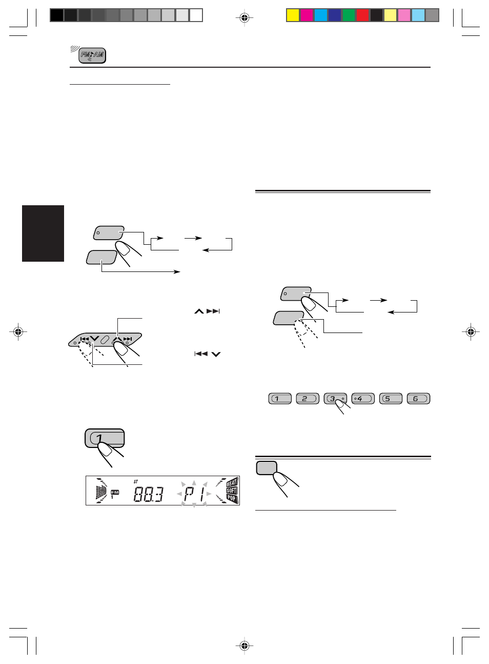 Accord d’une station preselectionnee, Autres fonctions pratiques du tuner, Accord d’une station présélectionnée | Présélection manuelle, Balayage des stations diffusées | JVC KD-S576 User Manual | Page 53 / 66