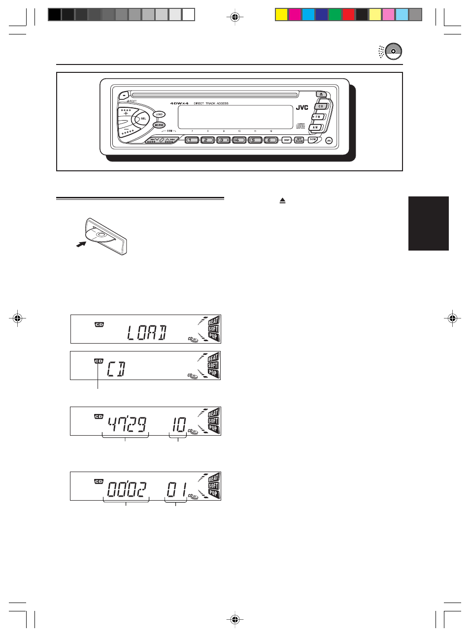 Fonctionnement du lecteur cd, Lecture d’un cd, Lecture d’un cd 1 | JVC KD-S576 User Manual | Page 54 / 66