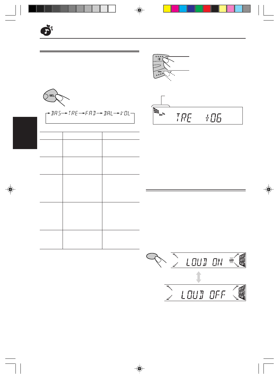 Ajustement du son, Mise en/hors service de la fonction loudness | JVC KD-S576 User Manual | Page 57 / 66