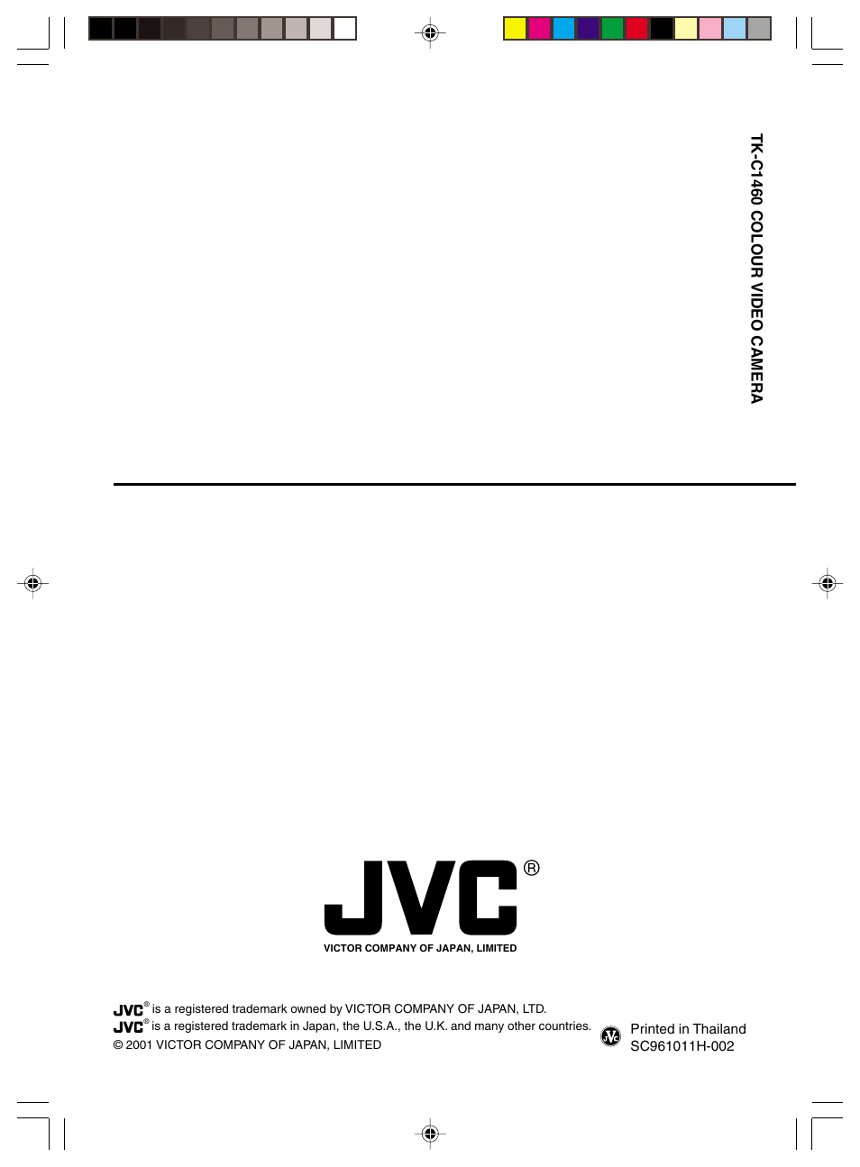 Back, Tk-c1460 colour video camera | JVC TK-C1460 User Manual | Page 44 / 84