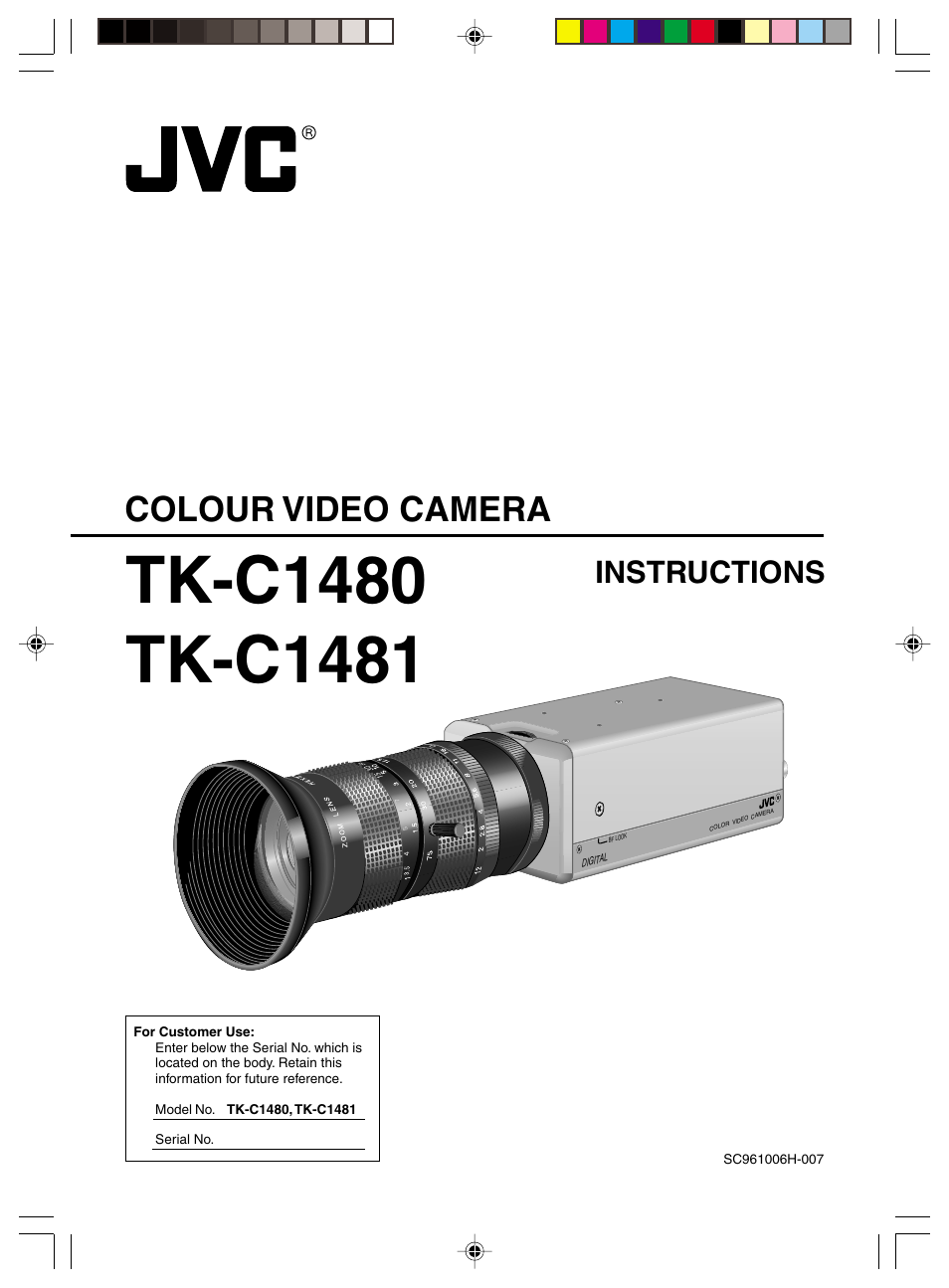 Tk-c1480, tk-c1481, Colour video camera, Instructions | JVC TK-C1460 User Manual | Page 45 / 84