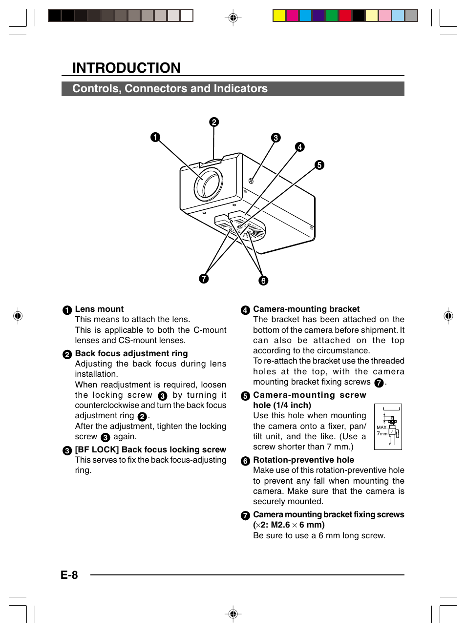 Controls, connectors and indicators, Introduction | JVC TK-C1460 User Manual | Page 8 / 84