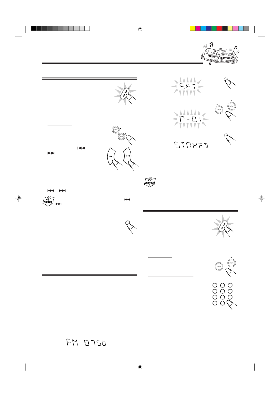 Listening to fm, mw, and lw broadcasts, Tuning in a station, Presetting stations | Tuning in a preset station | JVC CA-MXK5R User Manual | Page 14 / 38