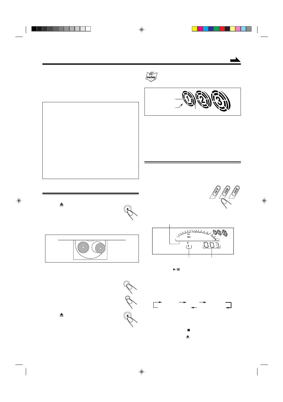Playing back cds, Loading cds, Playing back the entire discs — continuous play | JVC CA-MXK5R User Manual | Page 17 / 38