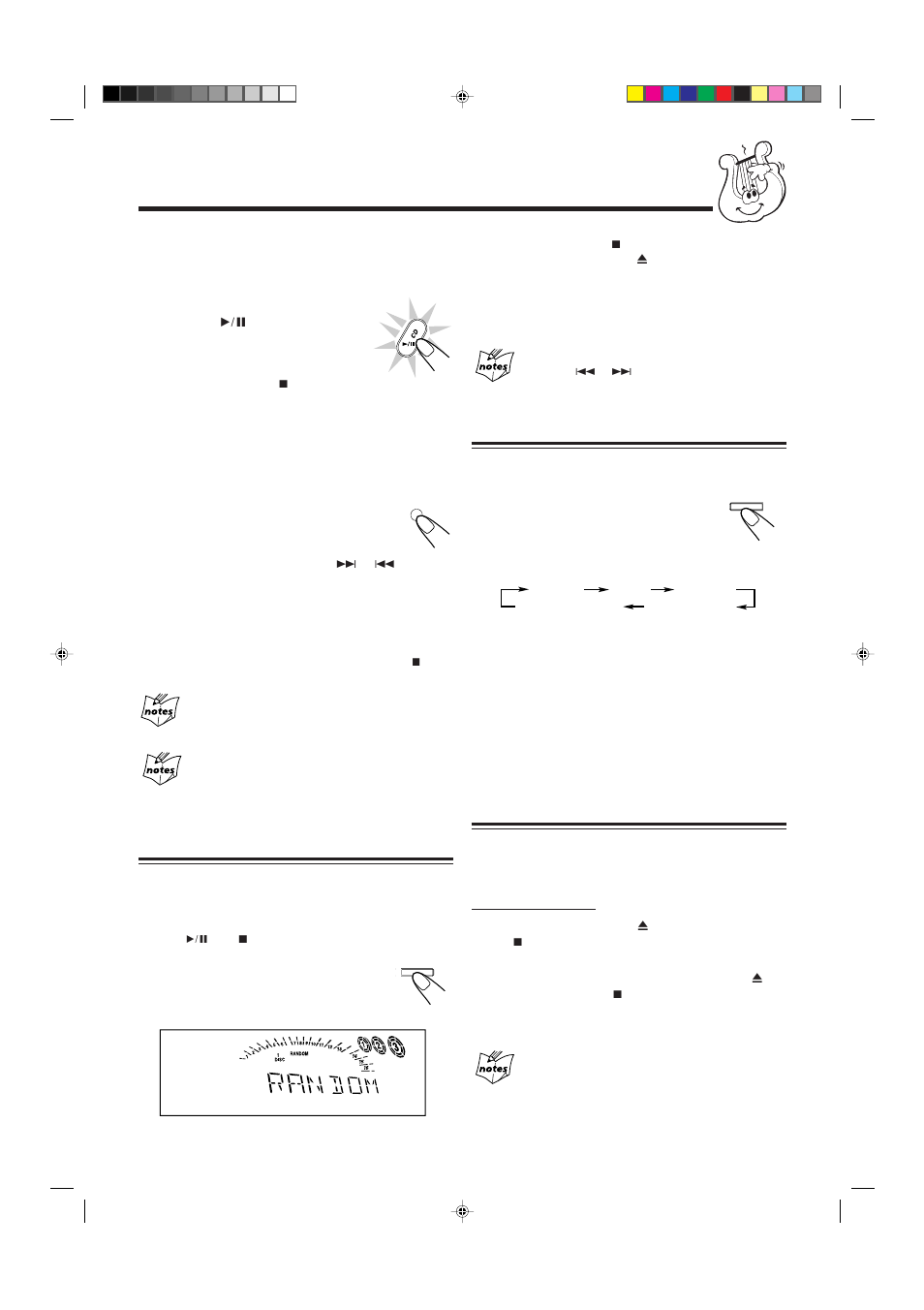 Repeating tracks or cds — repeat play, Prohibiting disc ejection — tray lock, Playing at random — random play | JVC CA-MXK5R User Manual | Page 19 / 38